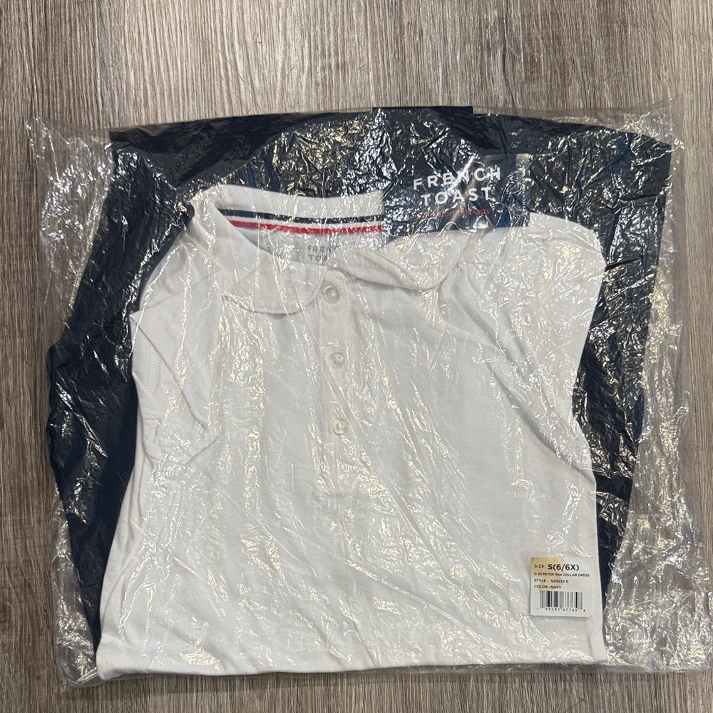 French Toast Kids uniform skirt in White and Navy